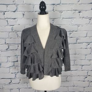 Autumn Cashmere Gray Ruffle Cardigan